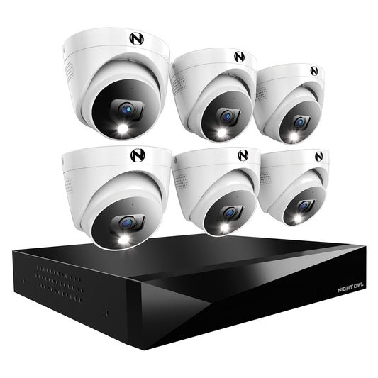Night Owl FTD4 Indoor/Outdoor 12-Channel 6-Camera 2K Hardwired Spotlight 2Tb Hard Drive Security Camera System FTD4-82-6LDM
