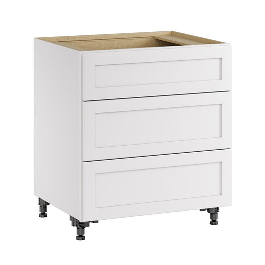 Whalen CLICK-IT Enfield 30-in W x 34.5-in H x 24-in D Classic White Birch 3 -Drawers Drawer Base Ready to assemble (RTA) Plywood Cabinet Raised Panel