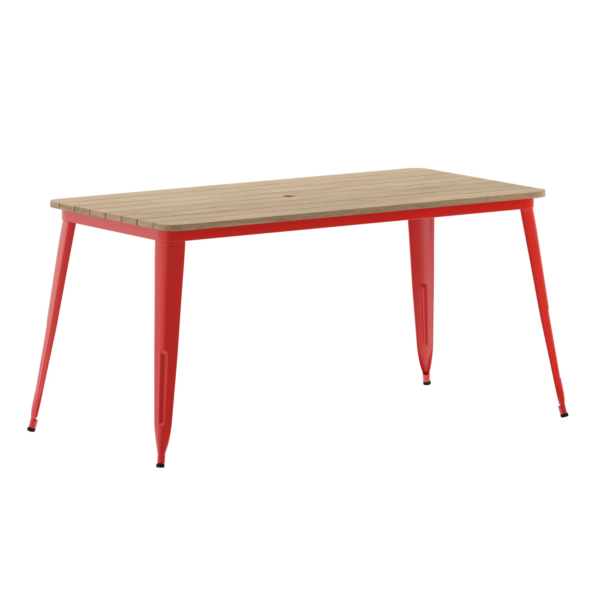 Taylor & Logan Ani Brown Top/Red Frame Contemporary/Modern Resin Dining Table, with Red Finish and Steel 60-in L x 30-in H