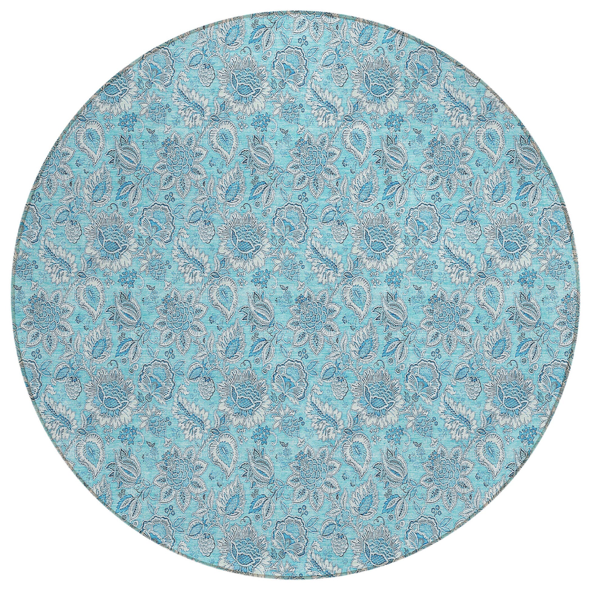 Addison Rugs Chantille ACN662AQ 8 x 8 (ft) Beige Round Indoor/Outdoor Geometric Machine washable Area rug