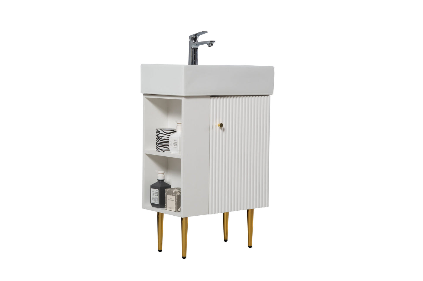 Siavonce 12-in White Single sink Bathroom Vanity with White Ceramic Top