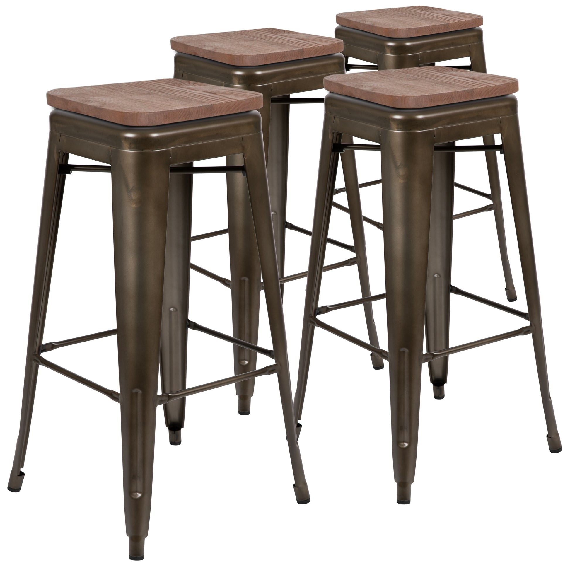 Flash Furniture Gun Metal 30.0-in H Bar height Stackable Metal Bar Stool