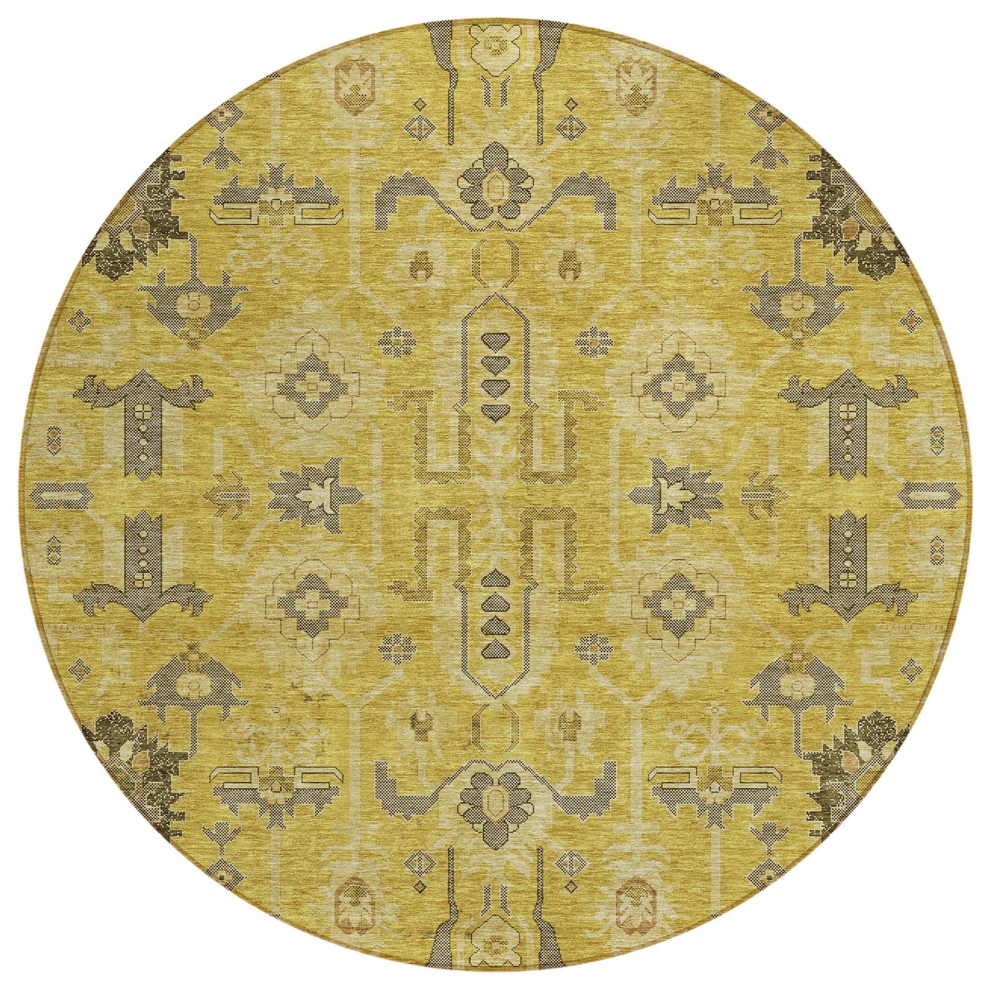 Addison Rugs Chantille ACN697GO 8 x 8 (ft) Gold Round Indoor/Outdoor Geometric Machine washable Area rug