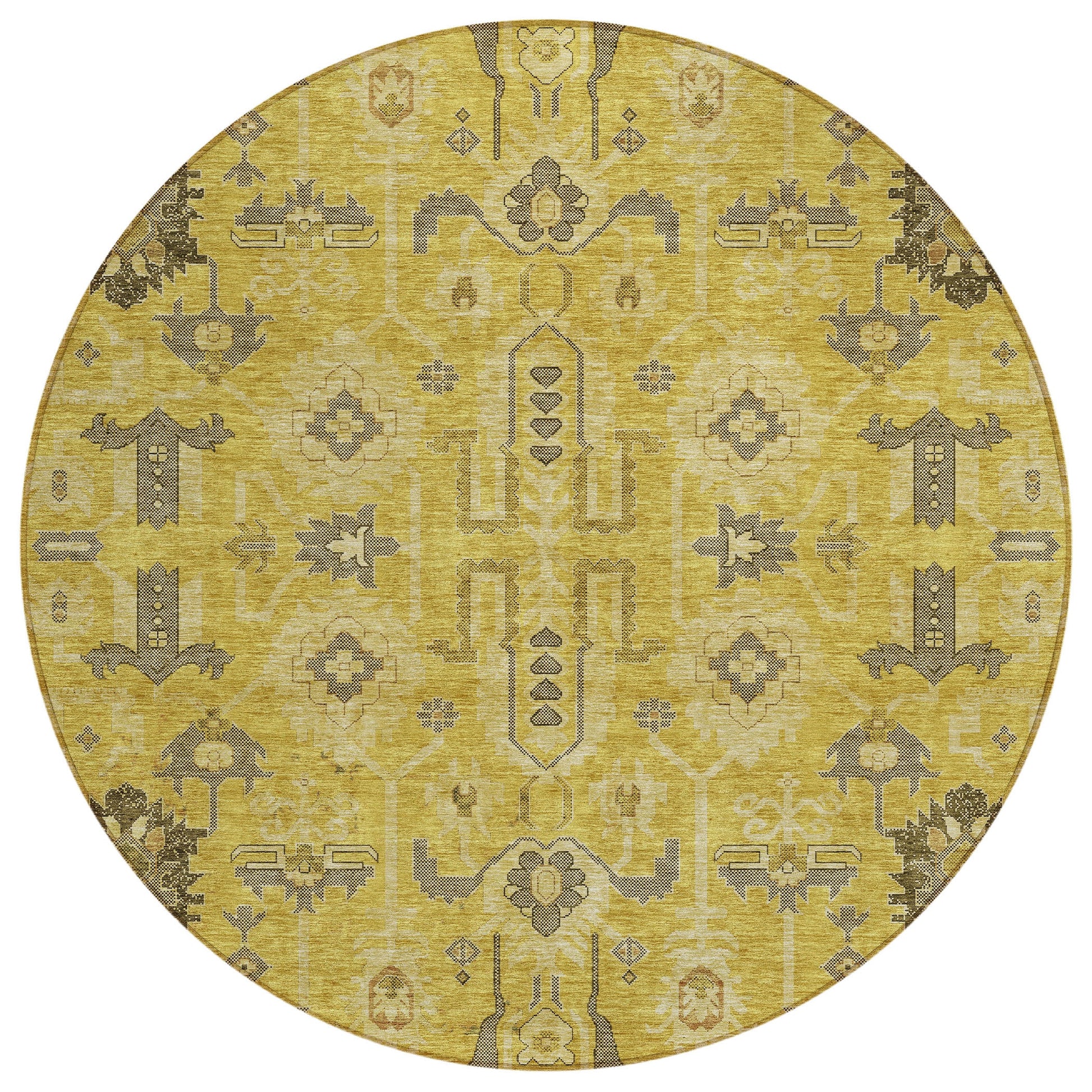 Addison Rugs Chantille ACN697GO 8 x 8 (ft) Gold Round Indoor/Outdoor Geometric Machine washable Area rug