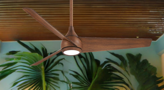 Minka Aire Twist 52-in Distressed Koa Integrated LED Indoor Smart Ceiling Fan with Light and Remote (3-Blade) F678L-DK