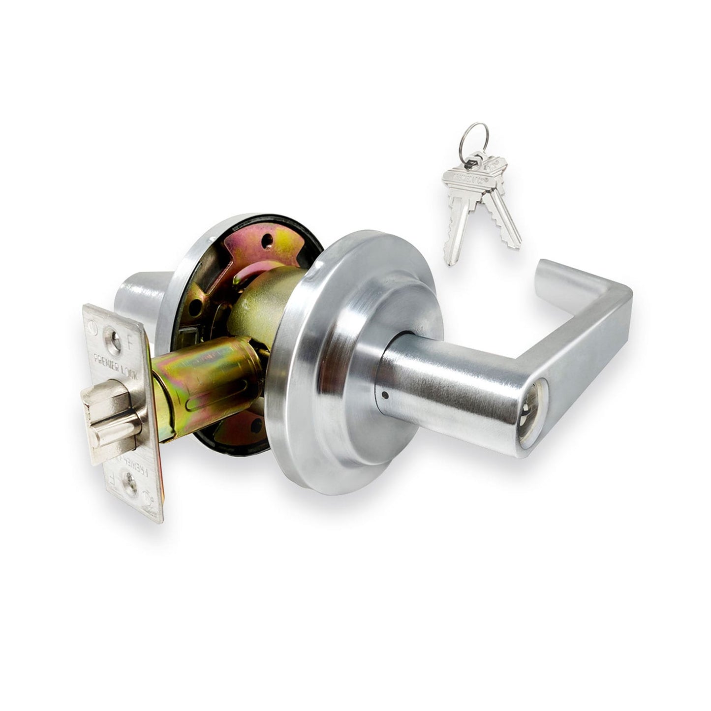 Premier Lock Satin Chrome Universal Interior/Exterior Hall/Closet Keyed Entry Door Handle with Multi-pack (5-Pack) LEL03-MA-5