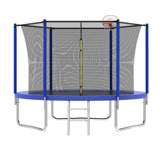 Kahomvis Trampoline 10-ft Round Backyard in Blue
