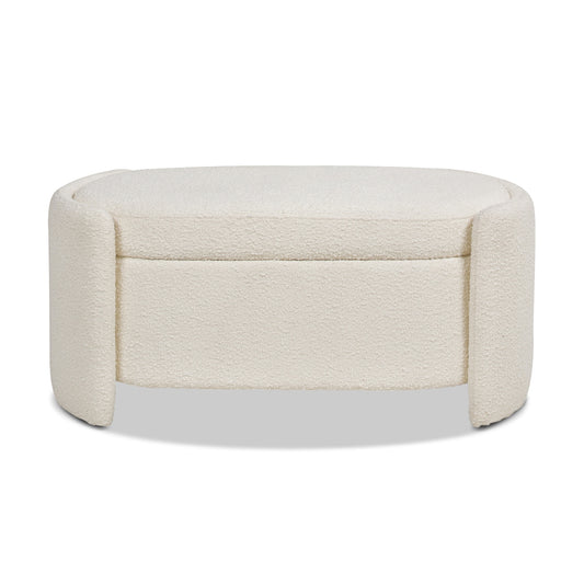 Jennifer Taylor Home Midcentury Ivory White Accent Bench with Storage 43 x 21 x 18.5