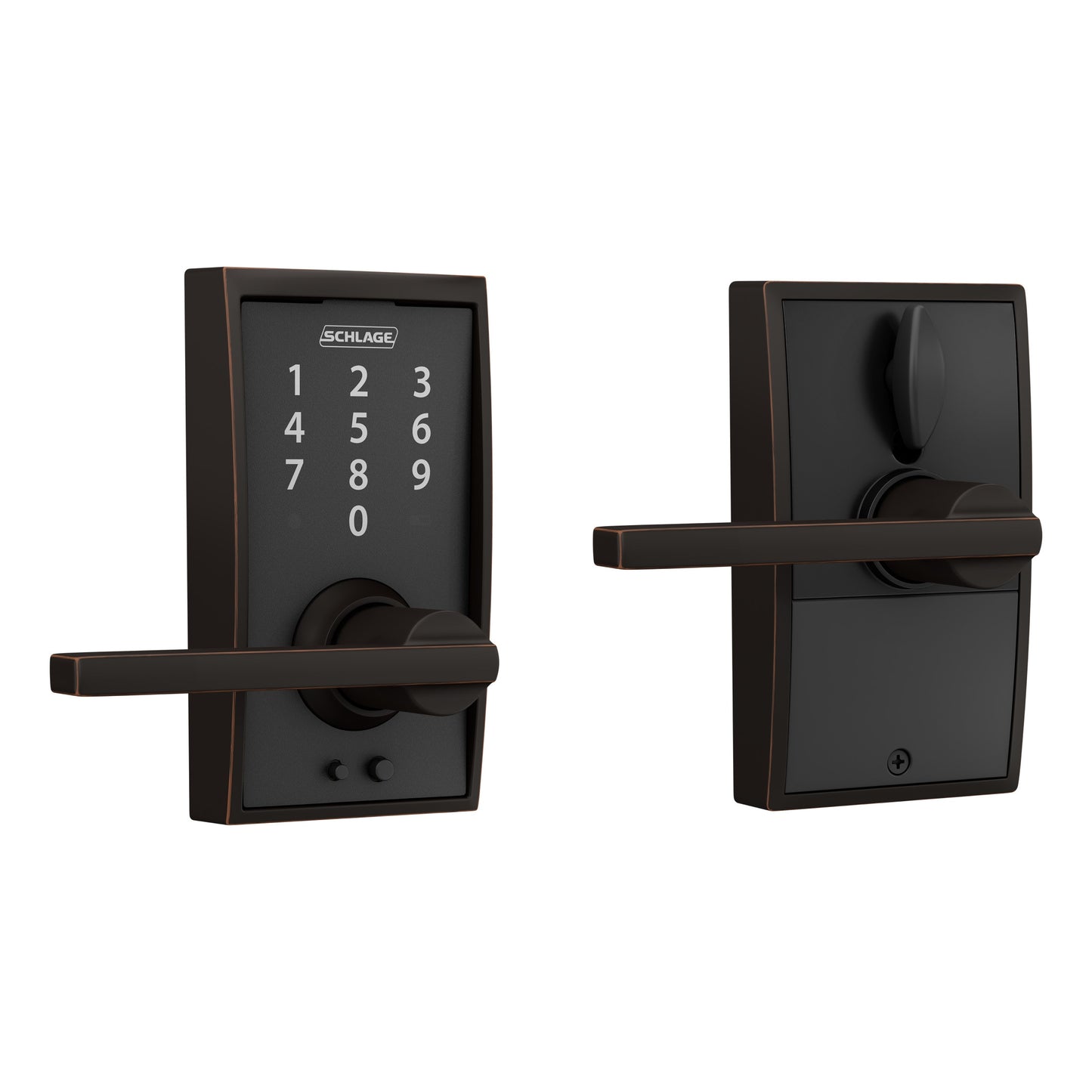 Schlage Touch Century-Latitude Aged Bronze Electronic Handle Touchscreen Keypad FE695 CEN 716 LAT