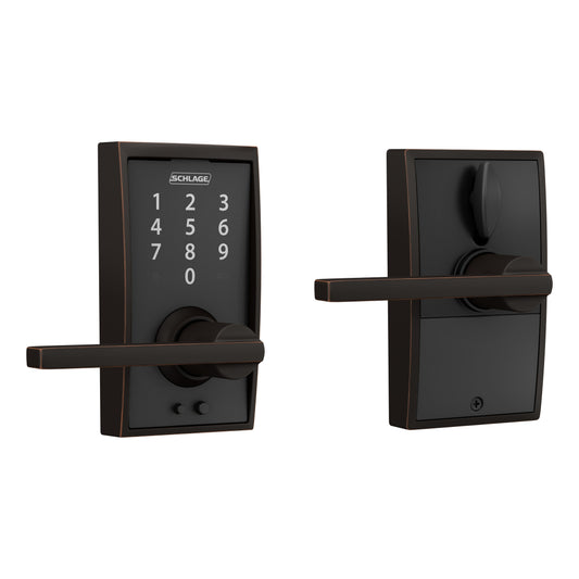 Schlage Touch Century-Latitude Aged Bronze Electronic Handle Touchscreen Keypad FE695 CEN 716 LAT