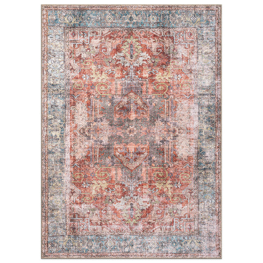 World Rug Gallery 8 x 10 (ft) Loomed Multi Rectangular Indoor Tribal Vintage Machine washable Pet Friendly Area rug