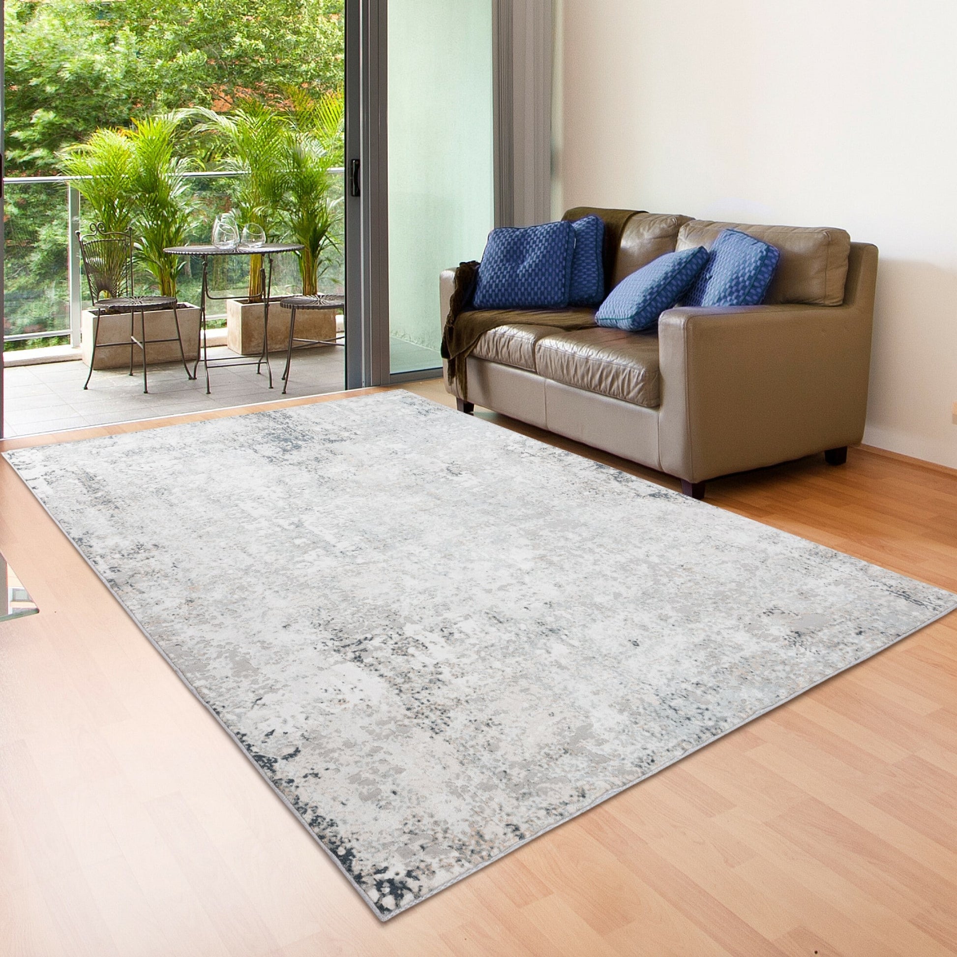 LR Home 5 x 7 (ft) Loomed Gray/Cream/Taupe Rectangular Indoor Abstract Bohemian/Eclectic Area rug