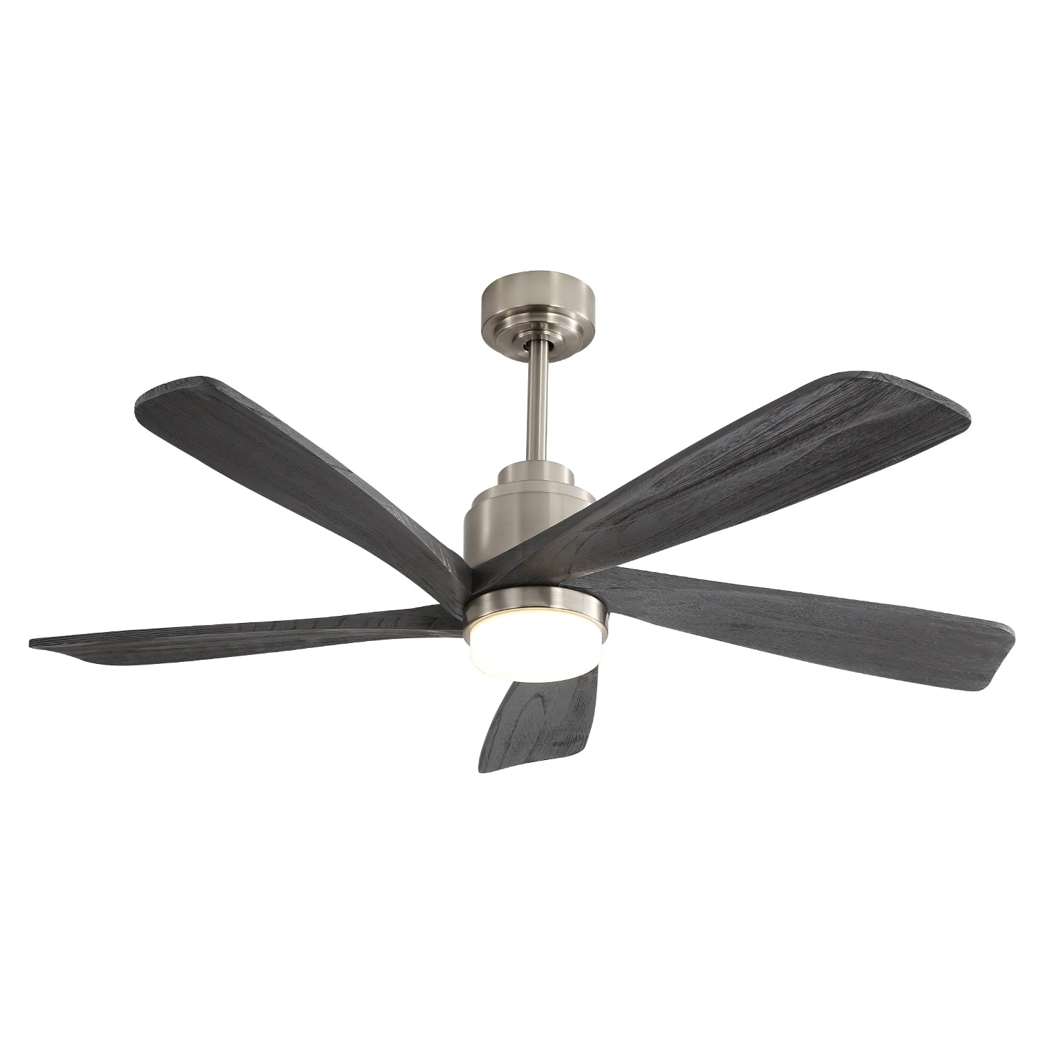 WELLFOR Smart APP Control Dimmable Ceiling Fan 52-in Gray Woodgrain LED Indoor Smart Ceiling Fan with Light and Remote (5-Blade) GYH28-1059-3BK