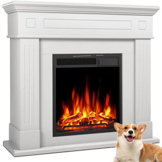 COWSAR 43.31-in W Pearlwhite Infrared Quartz Electric Fireplace LSSM027PWH