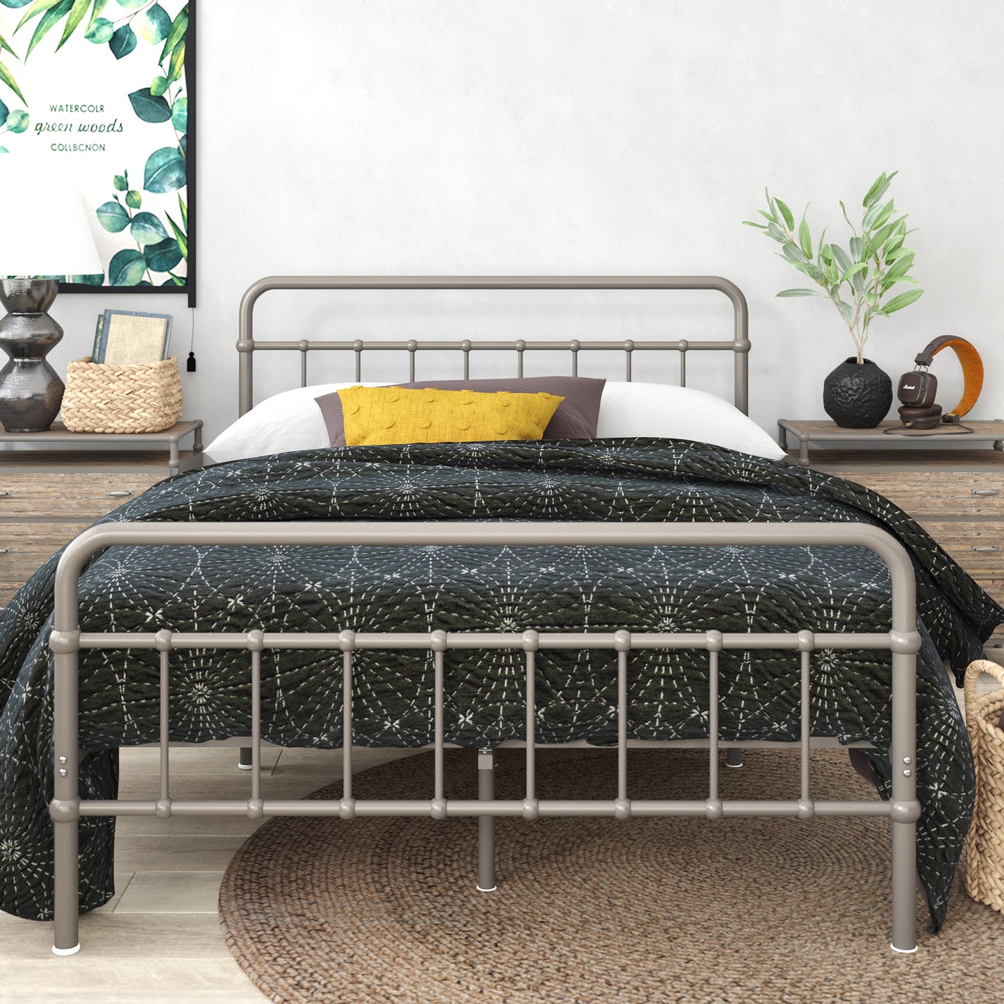 Zinus Gray King Metal Platform Bed