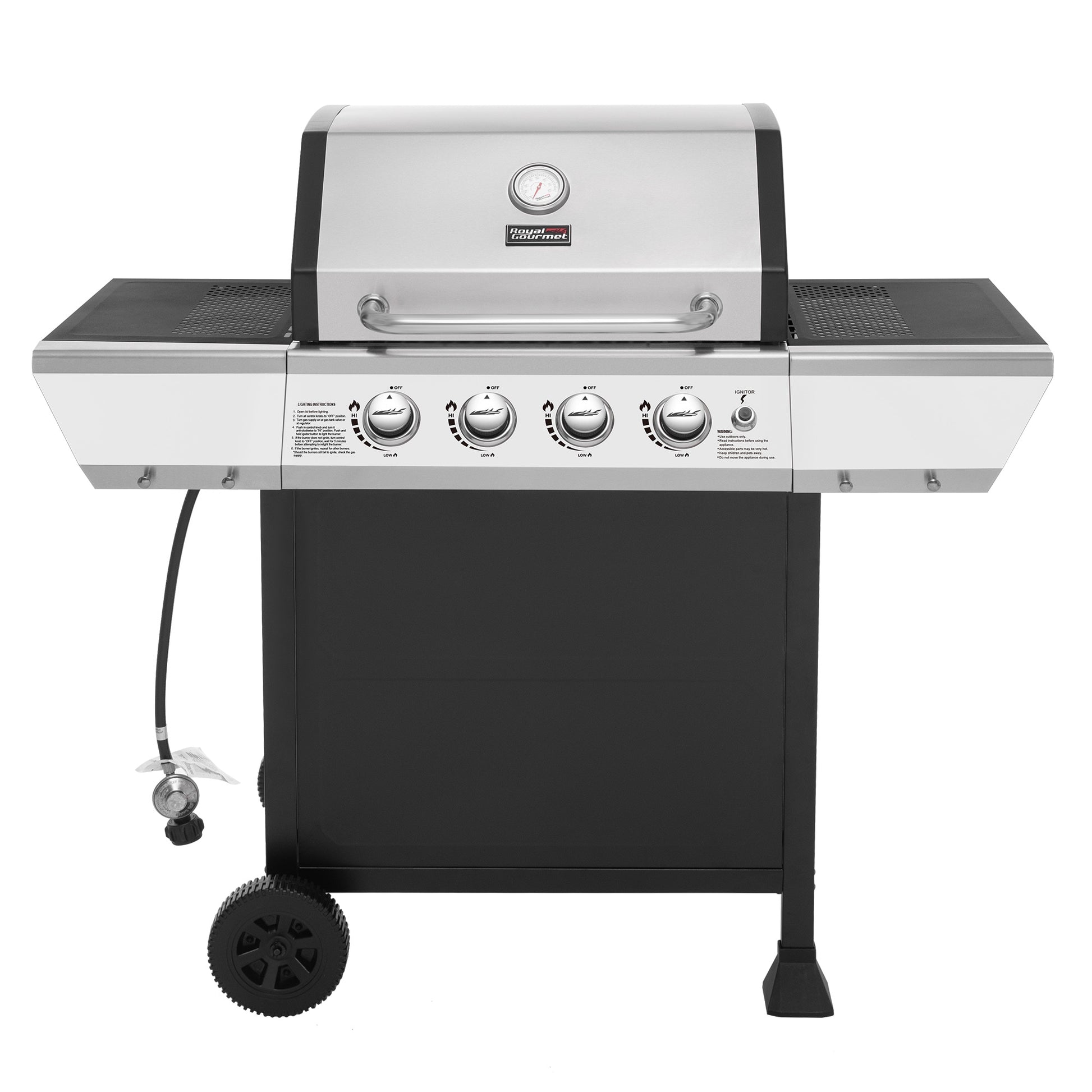 Royal Gourmet Freestanding Series Black and Silver 4-Burner Liquid Propane Gas Grill GA4400T