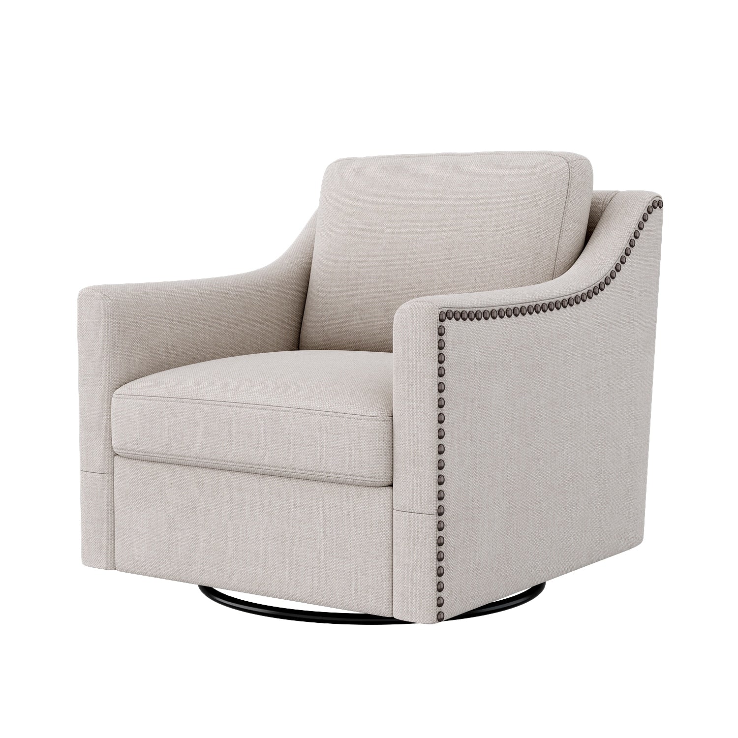 Bybafun Casual Beige Linen Swivel Accent Chair