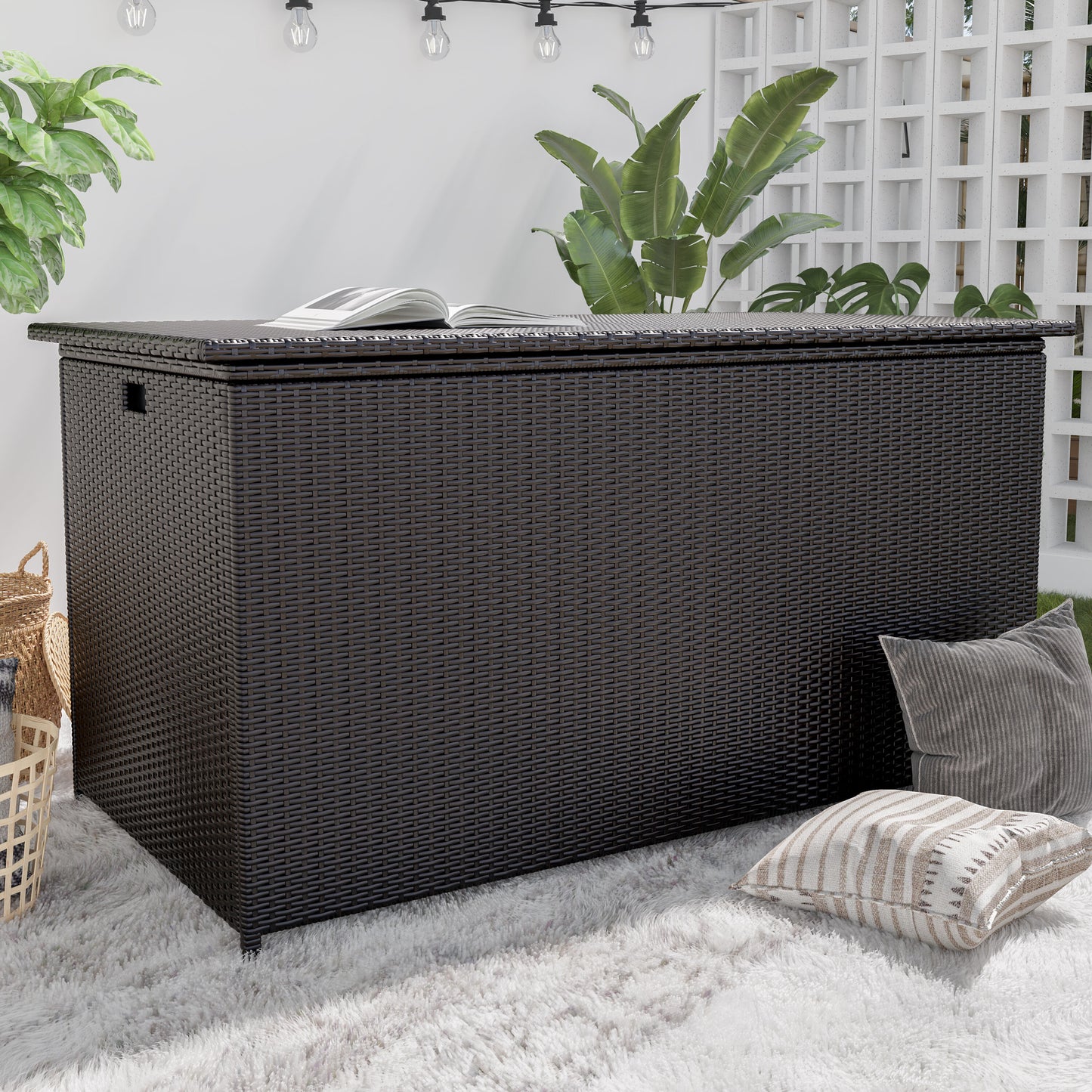 Octans Hedda 33.46-in L x 65.75-in 27-Gallon Brown Metal Deck Box