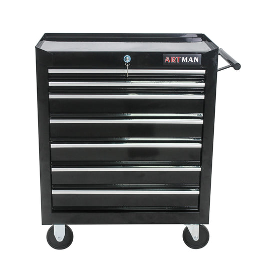 Siavonce Bottom Tool Cabinets 13-in W x 24-in D 30-in H 7-Drawer Steel Rolling Tool Cabinet (Black) ZX-107333
