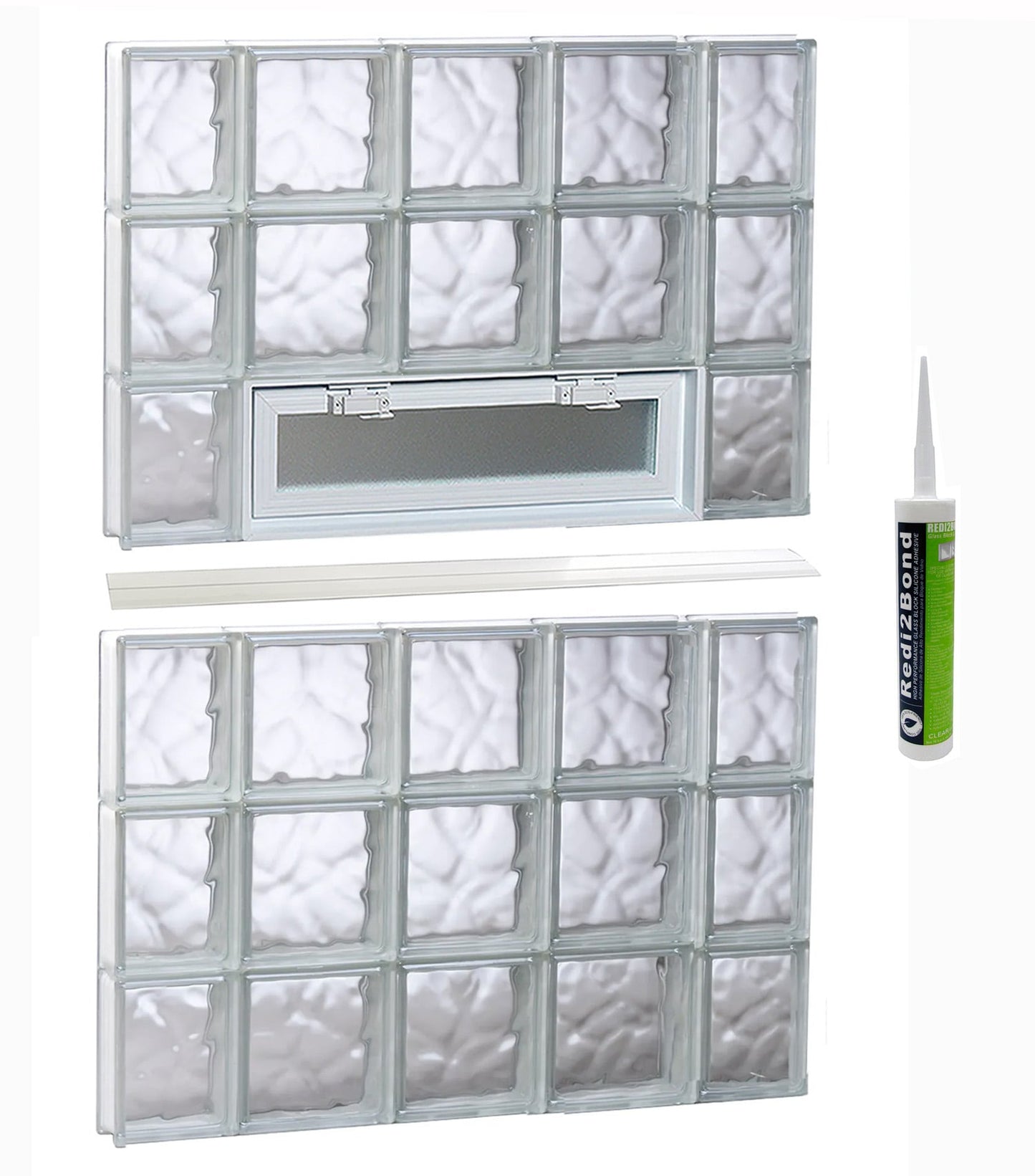 REDI2SET Wavy Glass 34-3/4-in x 46-1/2-in Frameless Replacement Vented Glass Block Window