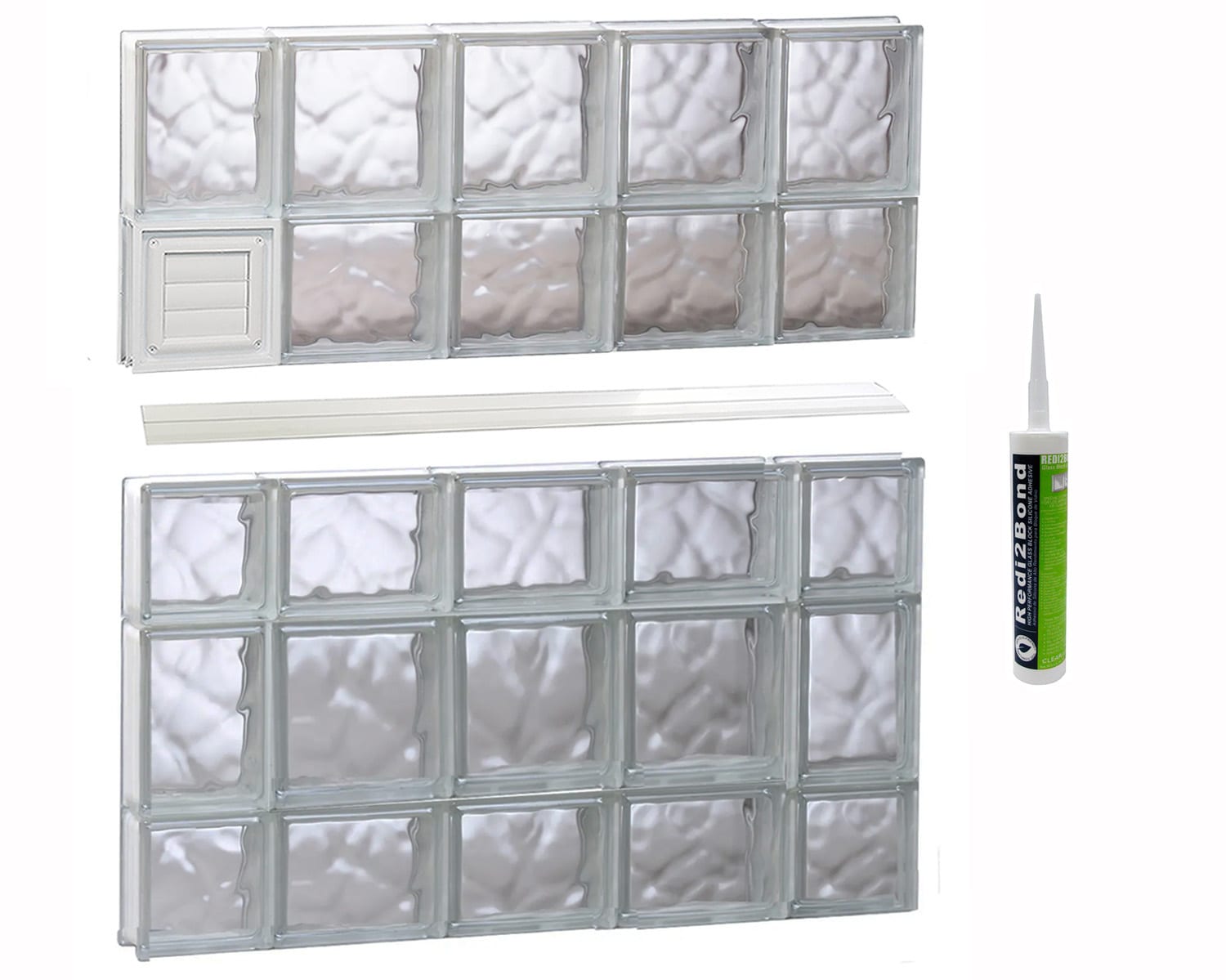 REDI2SET Wavy Glass 34-3/4-in x 32-3/4-in Frameless Replacement Dryer vent Glass Block Window