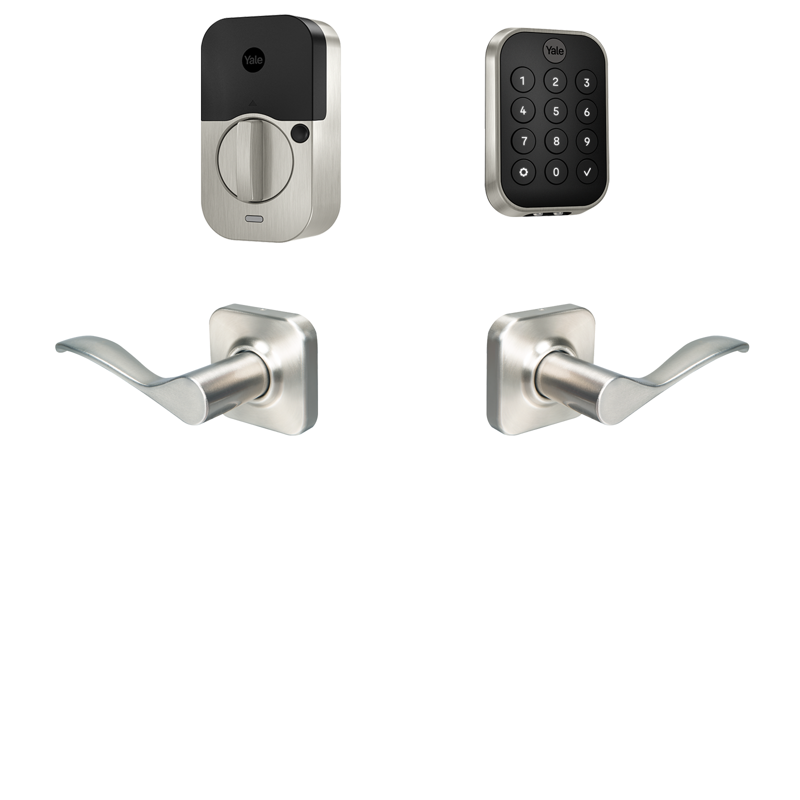 Yale Assure Lock 2 Norwood Bundle Satin Nickel Smart Lock Electronic Deadbolt and Handleset with Wifi Bluetooth Keypad B-YRD430-BLE-NW-619