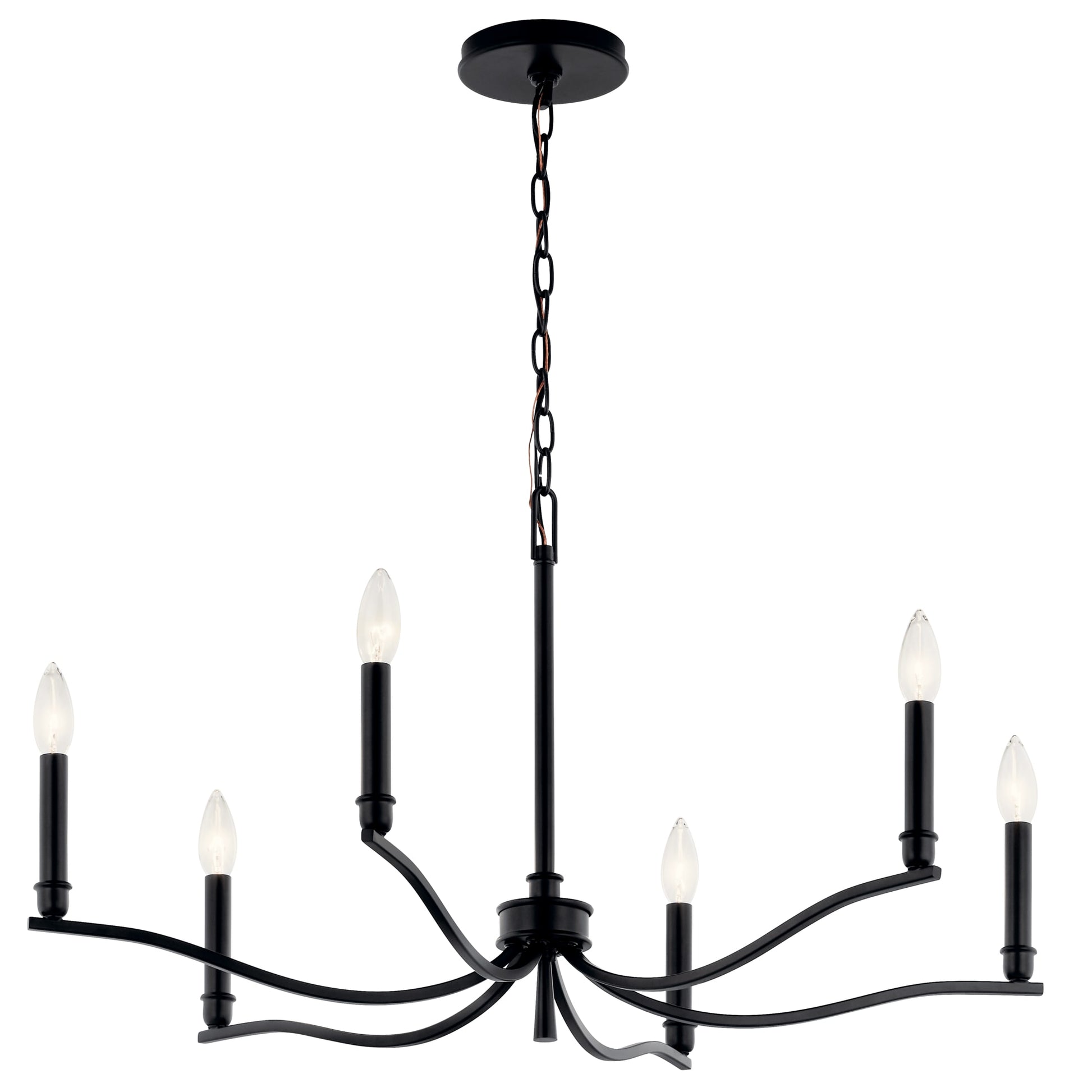 Kichler Malene 6 -Light Black Traditional Bare bulb For Use in Bedrooms, Dining Rooms, Foyers, Kitchens, Living Rooms Chandelier 6297688