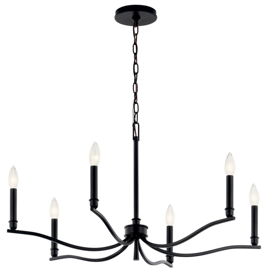 Kichler Malene 6 -Light Black Traditional Bare bulb For Use in Bedrooms, Dining Rooms, Foyers, Kitchens, Living Rooms Chandelier 6297688