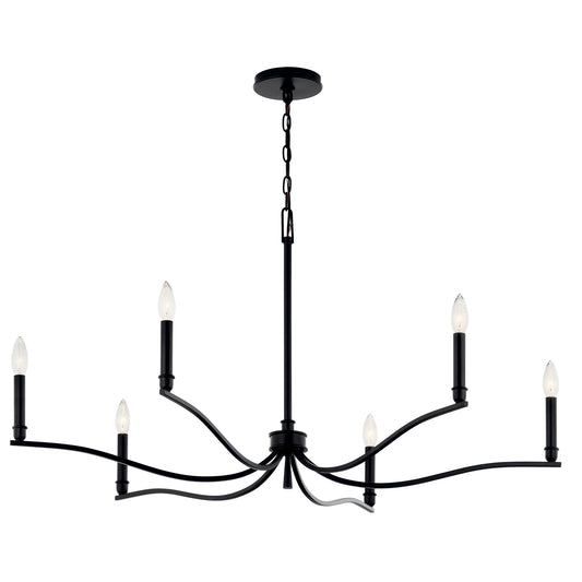 Kichler Malene 6 -Light Black Traditional Bare bulb For Use in Bedrooms, Dining Rooms, Foyers, Kitchens, Living Rooms Chandelier 6297693