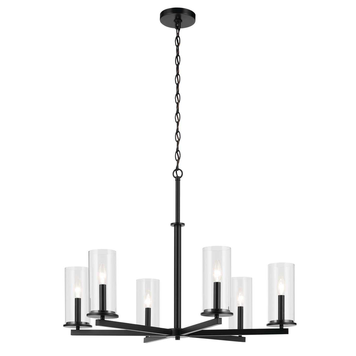 Kichler Crosby 6 -Light Black Modern/contemporary For Use in Bedrooms, Dining Rooms, Foyers, Kitchens, Living Rooms Chandelier 6297573
