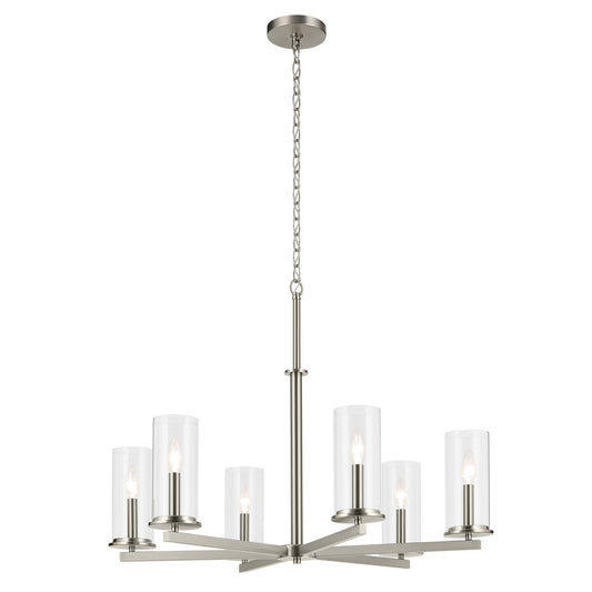 Kichler Crosby 6 -Light Brushed Nickel Modern/contemporary For Use in Bedrooms, Dining Rooms, Foyers, Kitchens, Living Rooms Chandelier 6297567