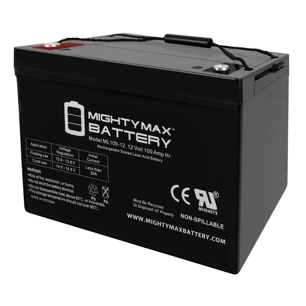 Mighty Max Battery 100AH FOR SOLAR WIND DEEP CYCLE VRLA 12V 24V 48V Rechargeable Sealed Lead Acid 121000 Backup Power Batteries ML100-1242