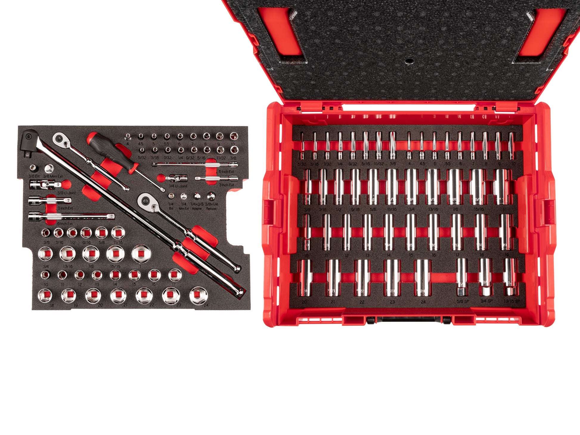 TEKTON 1/4-in, 3/8-in Drive Standard (SAE) and Metric Shallow/Deep Socket Set (105-Pieces) OLB91301