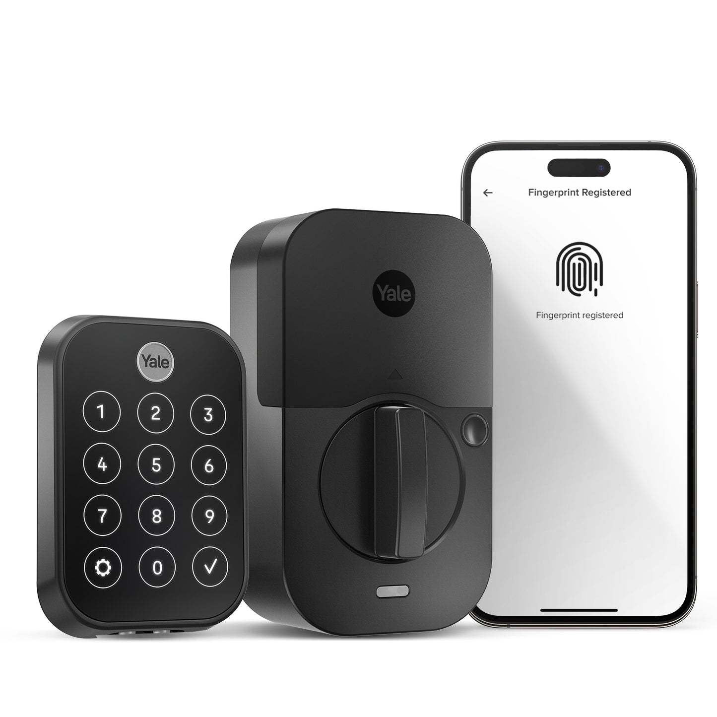 Yale Assure Lock 2 Black Suede Smart Lock Electronic Deadbolt with Wifi Bluetooth Fingerprint Touchscreen Keypad YRD450-F-WF1-BSP