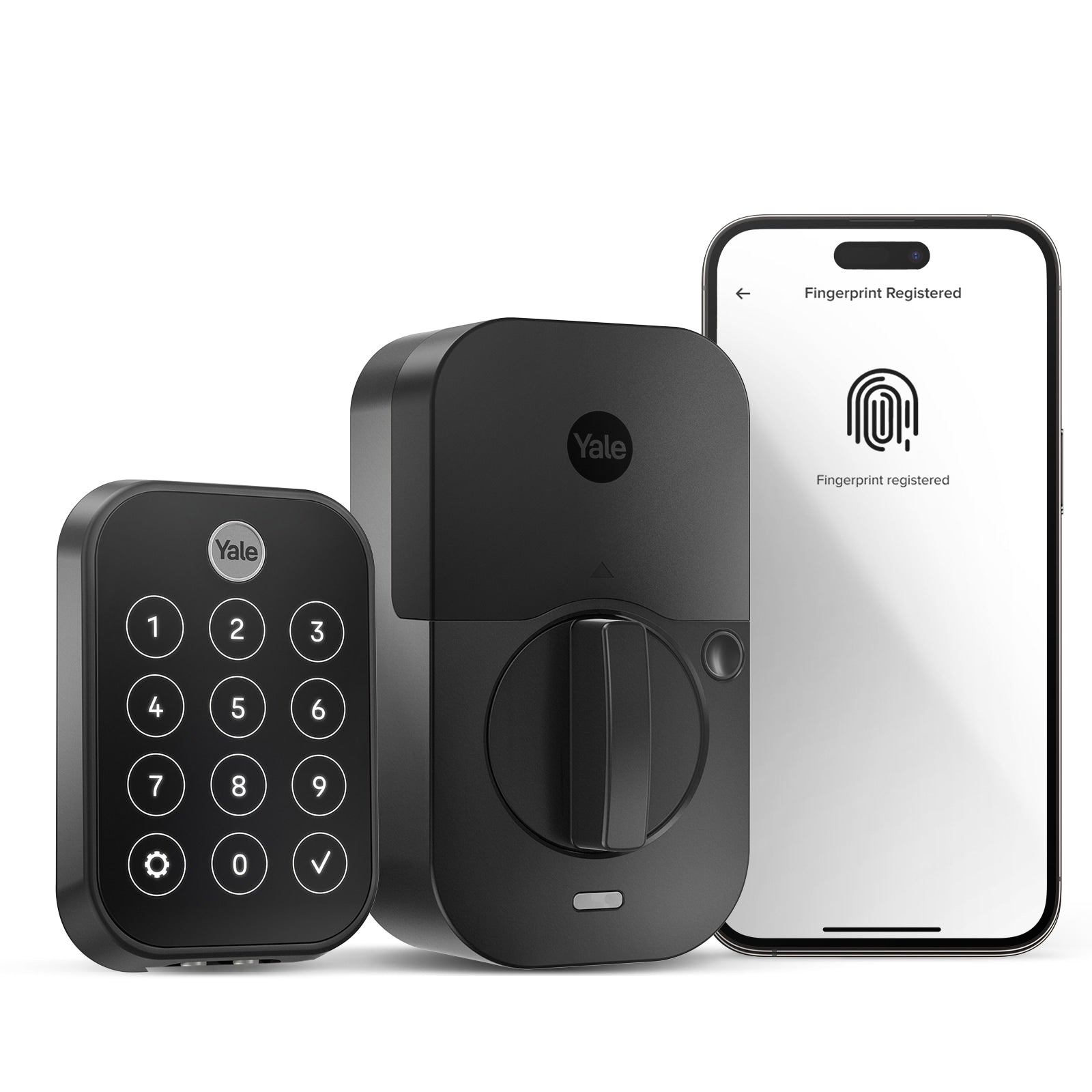Yale Assure Lock 2 Black Suede Smart Lock Electronic Deadbolt with Wifi Bluetooth Fingerprint Touchscreen Keypad YRD450-F-WF1-BSP