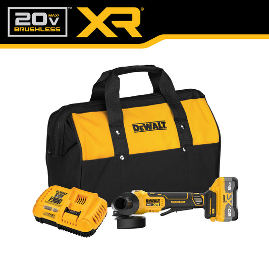 DEWALT XR 4.5-in 20-volt Max Paddle Switch Brushless Cordless Angle Grinder (Charger Included and 1-Battery) DCG410WW1