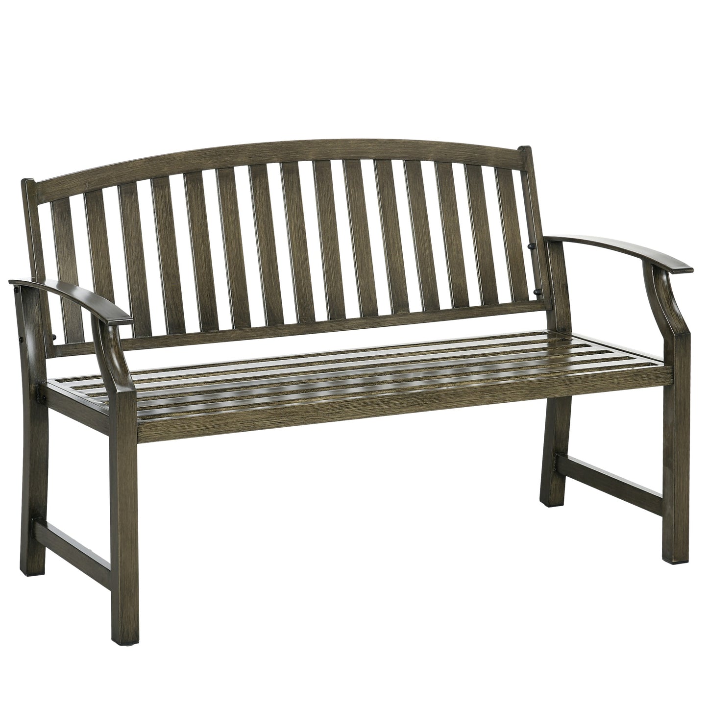 Forclover Patio Bench 50-in W x 33-in H Black Steel Garden Bench