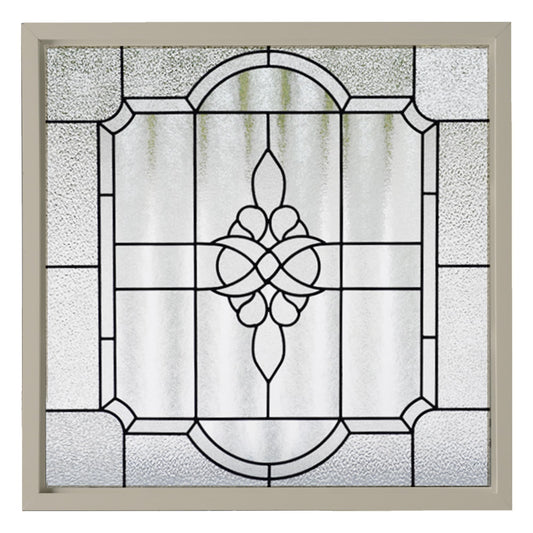 Hy-Lite Victorian Private Elegance Decorative Glass 35-1/2-in x 35-1/2-in Driftwood Square Accent Window with Grids
