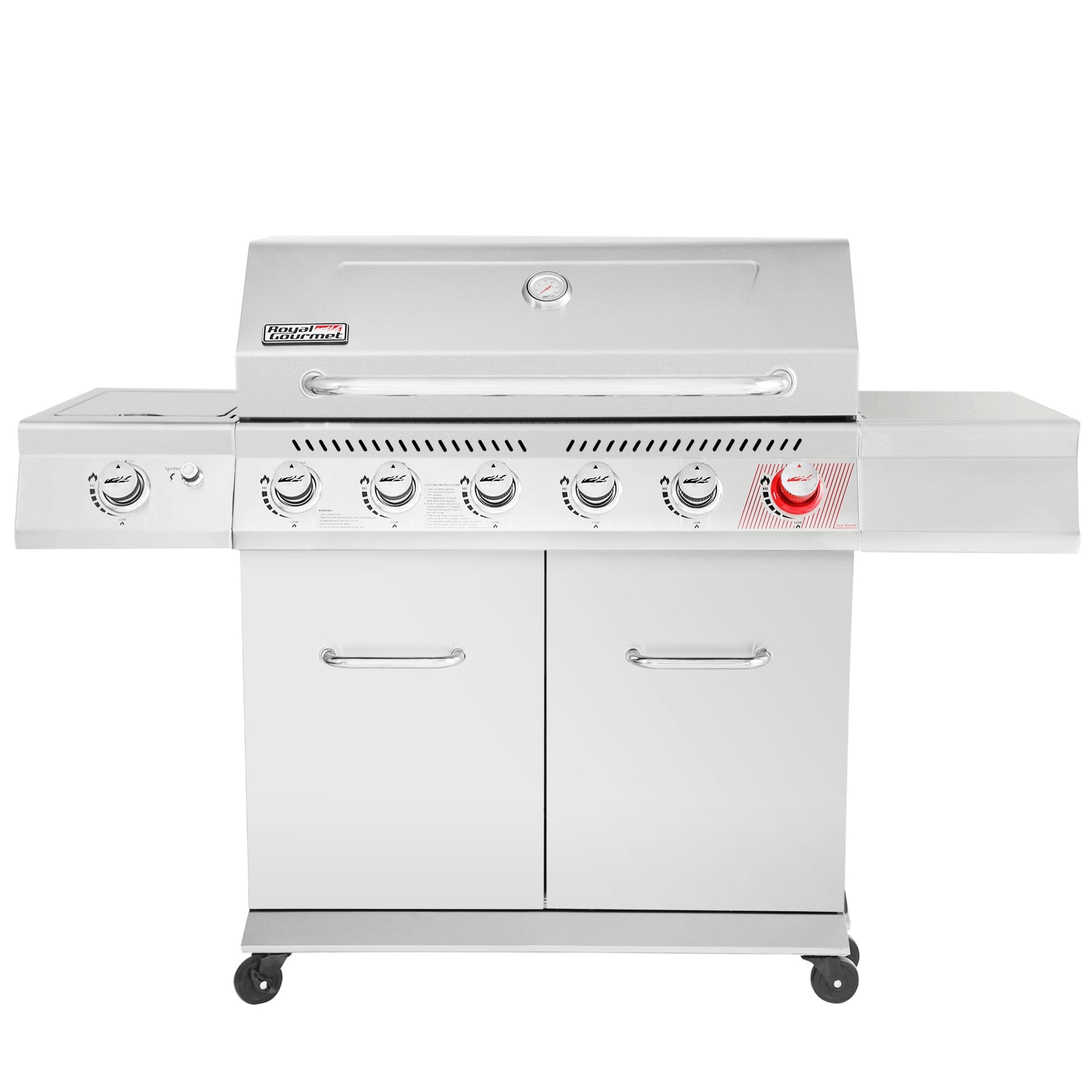 Royal Gourmet Stainless Steel 6-Burner Liquid Propane Gas Grill with 1 Side Burner GA6402S