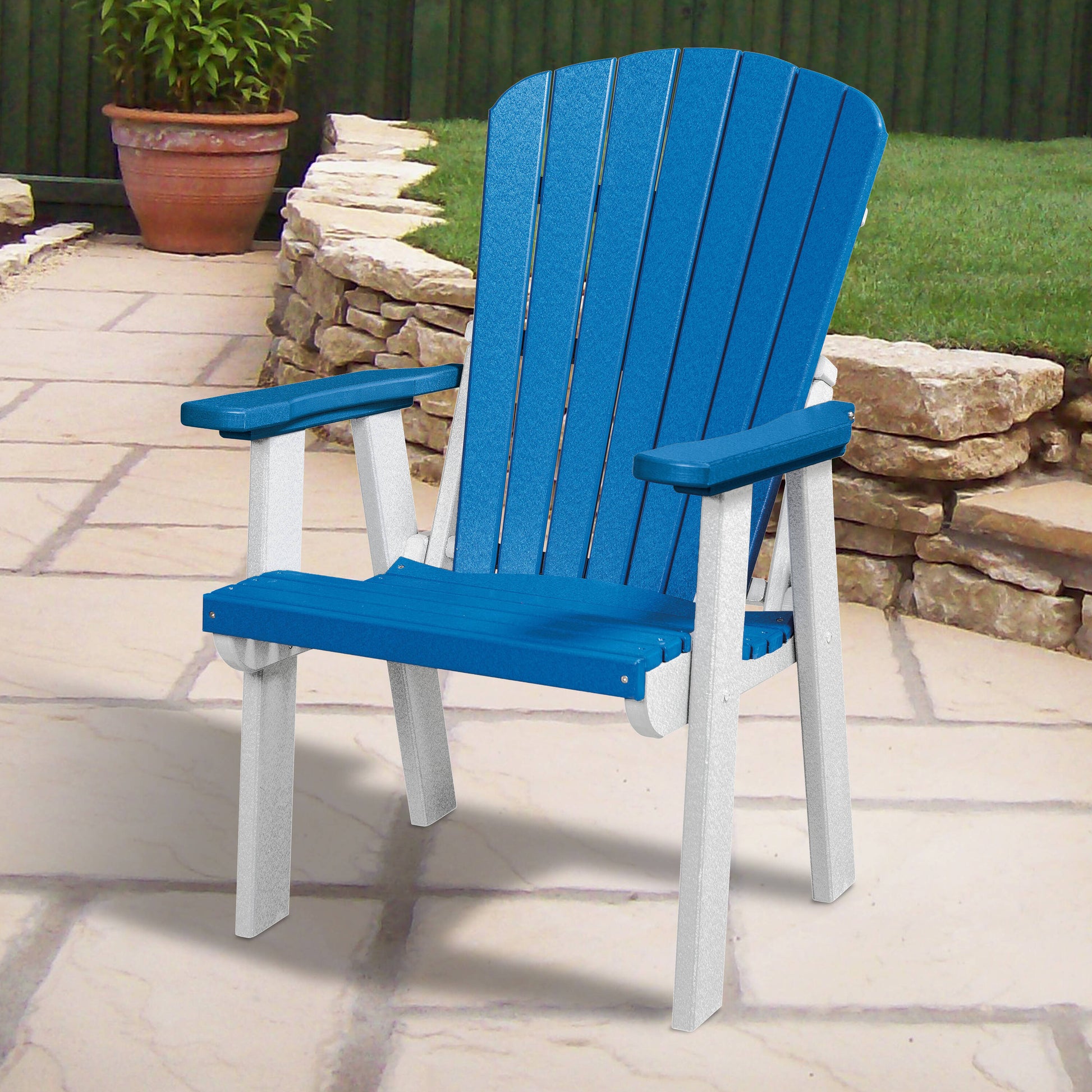 American Furniture Classics ADIRONDACK White HDPE Frame Stationary Dining Chair with Slat Seat