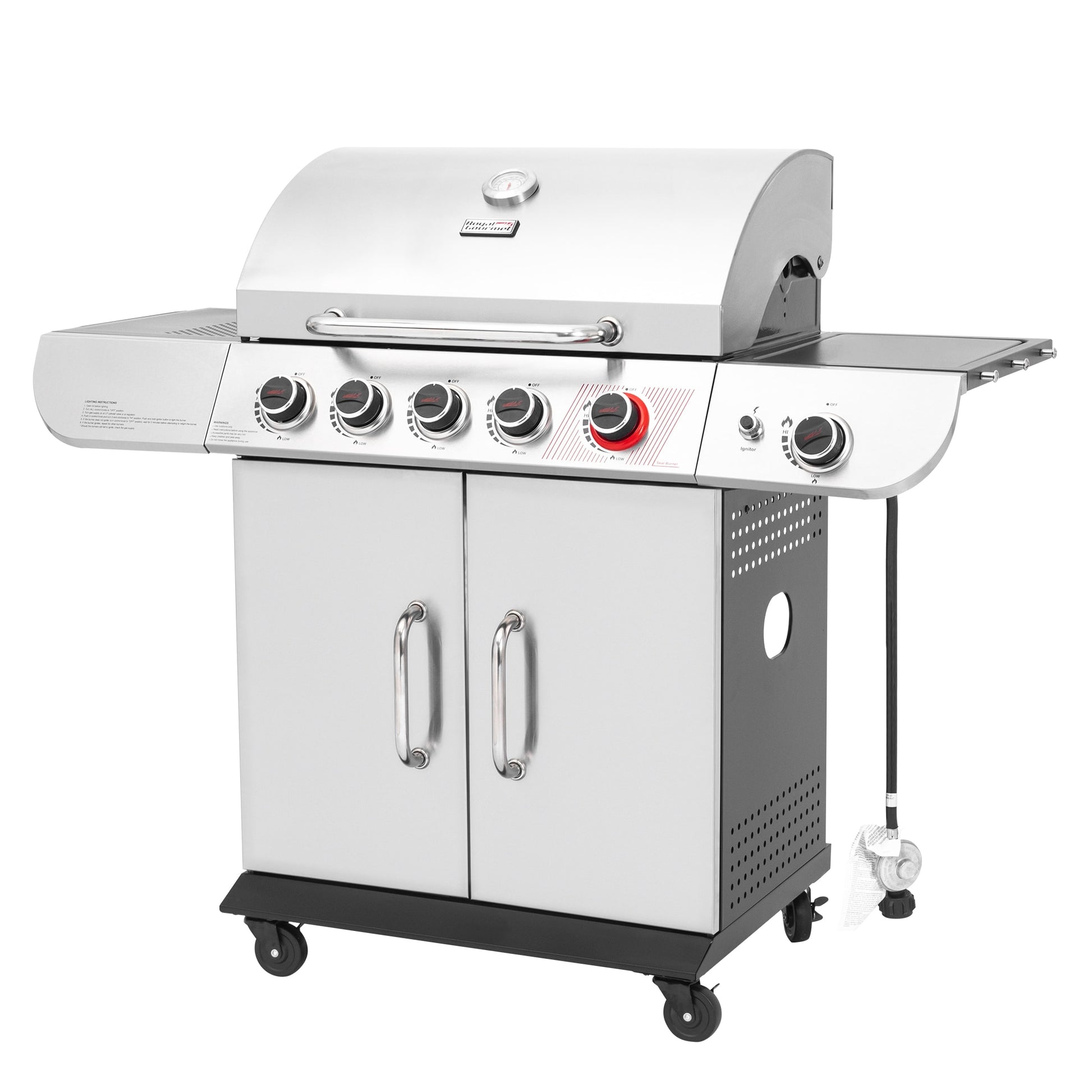 Royal Gourmet Cabinet Style Silver 5-Burner Liquid Propane Gas Grill with 1 Side Burner SG5002