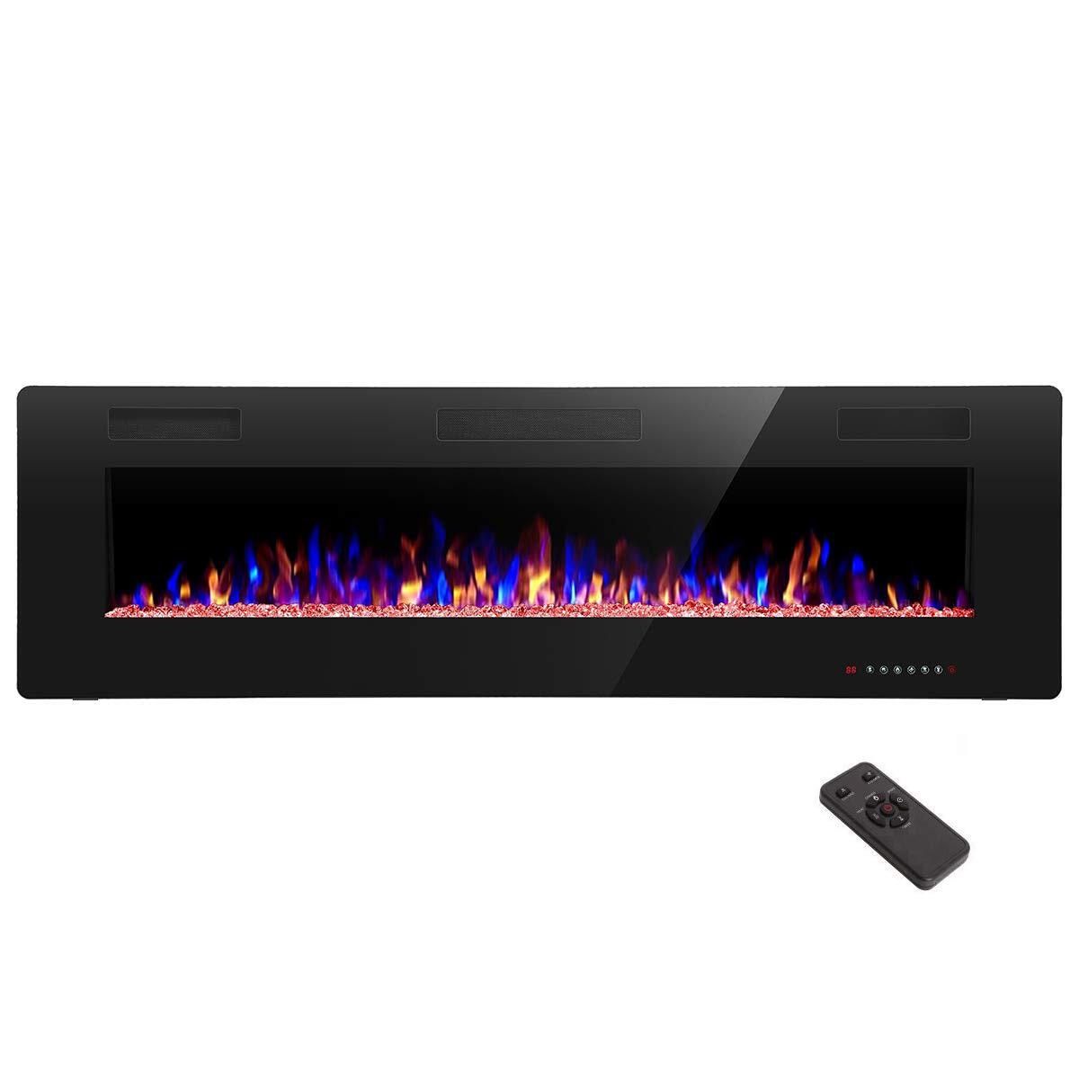 EdenDirect 68-in W Black LED Electric Fireplace NLCD041916
