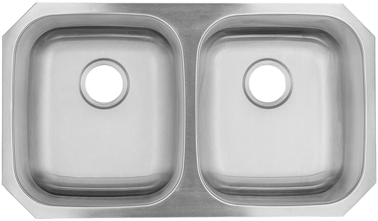PROFLO Undermount 32.3125-in x 18.5-in Stainless steel Double equal bowl 18 -Gauge Kitchen Sink
