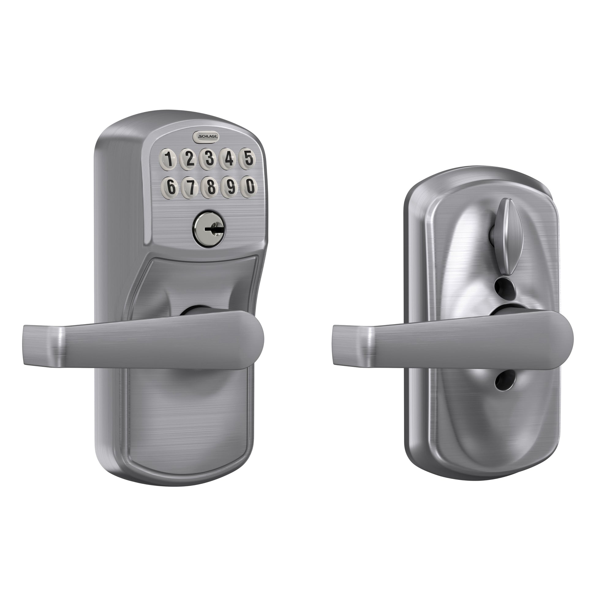 Schlage Plymouth Satin Chrome Electronic Handle with Keypad FE595CS V PLY 626 ELA