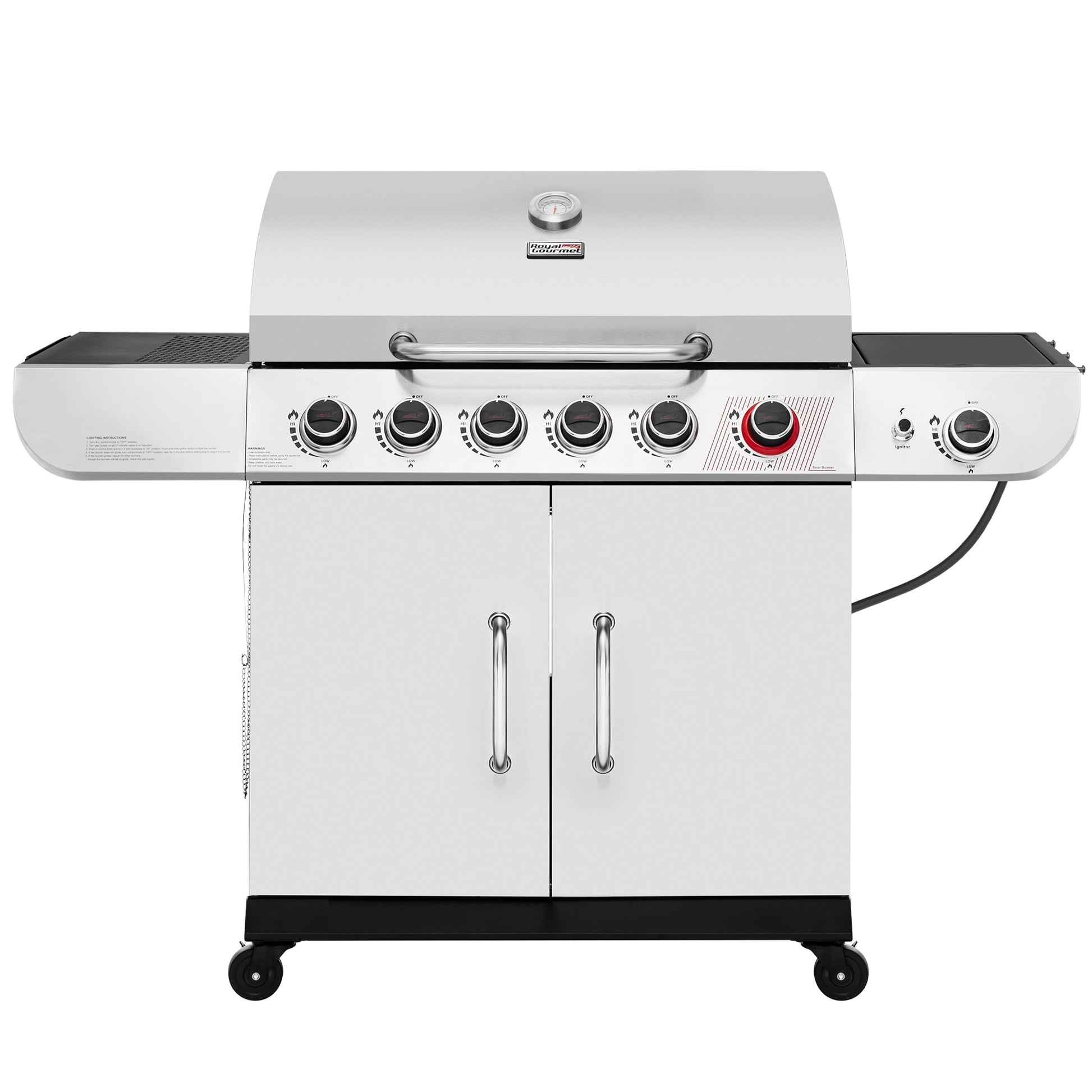 Royal Gourmet Cabinet Style Silver 6-Burner Liquid Propane Gas Grill with 1 Side Burner SG6002S