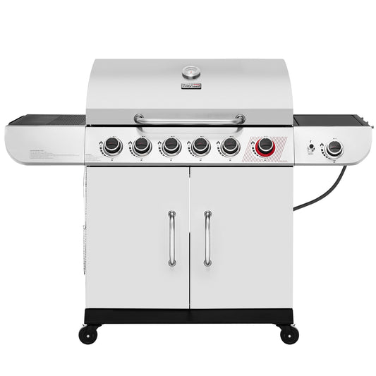 Royal Gourmet Cabinet Style Silver 6-Burner Liquid Propane Gas Grill with 1 Side Burner SG6002S