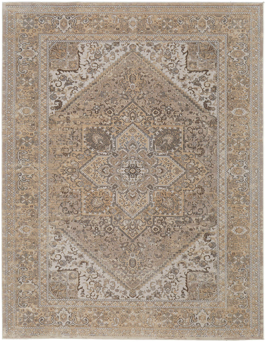 Room Envy 8 x 10 (ft) Loomed Brown/Ivory/Tan Rectangular Indoor Medallion Area rug