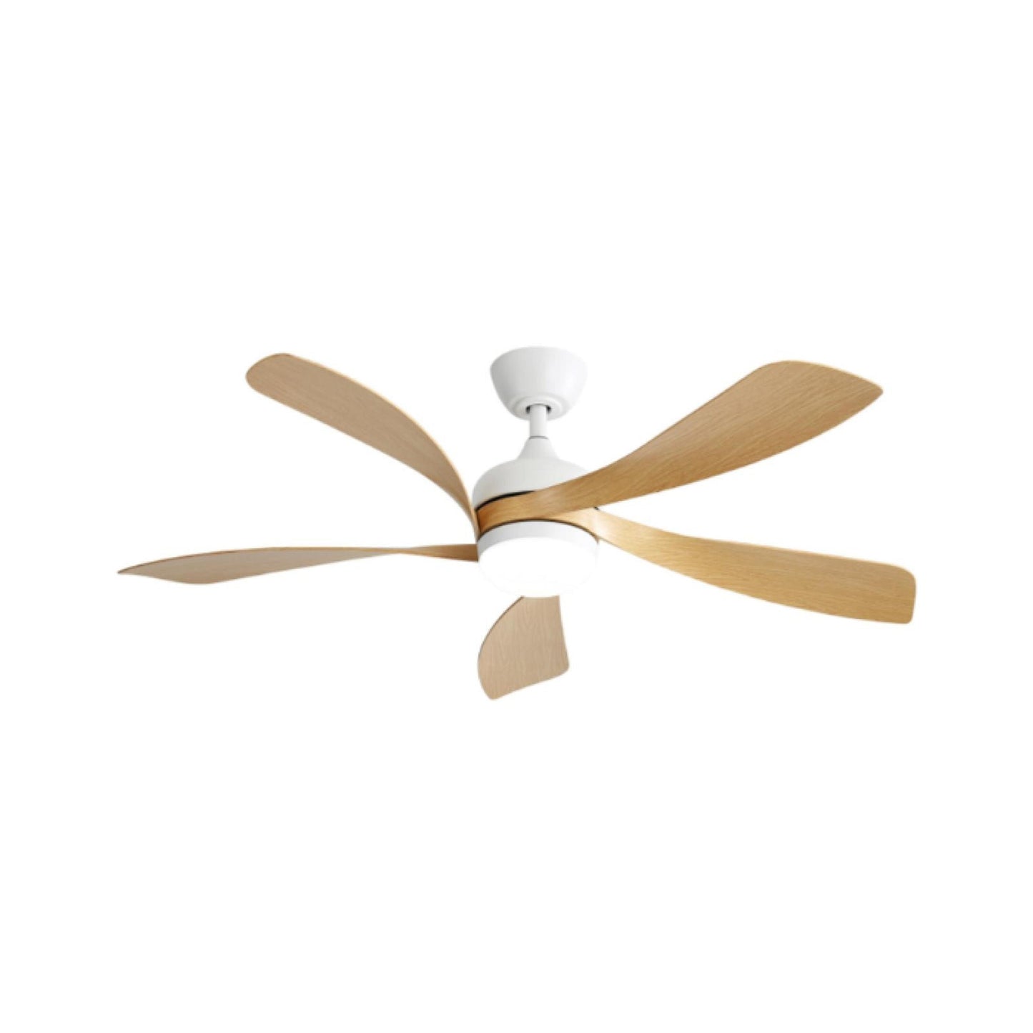 Bayfeve Adjustable 52-in White with Light Woodgrain Color Abs Blades Color-changing Integrated LED Indoor/Outdoor Smart Ceiling Fan with Light and Remote (5-Blade) BFMSM-CF0A26AB