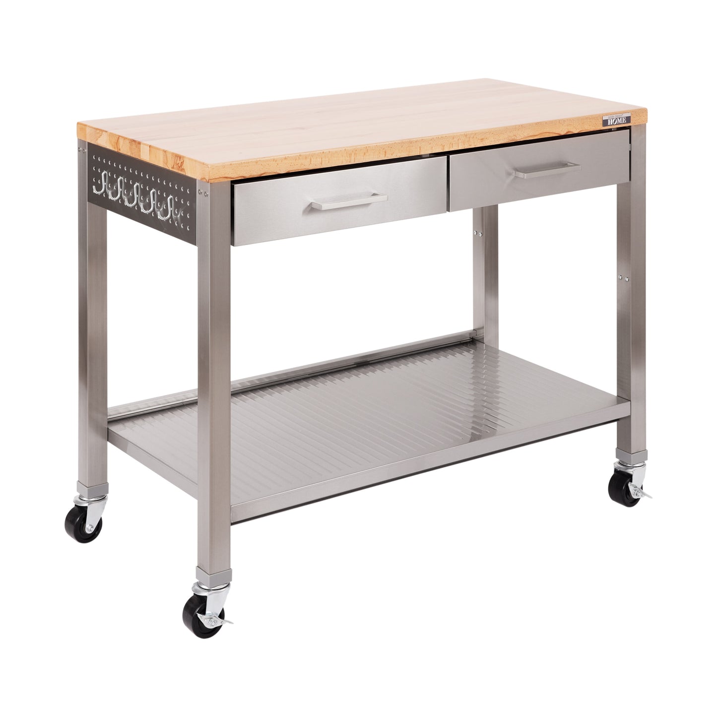 Seville Classics 48-in L x 36-in H 2 -Drawers Rolling Stainless Steel Wood Work Bench