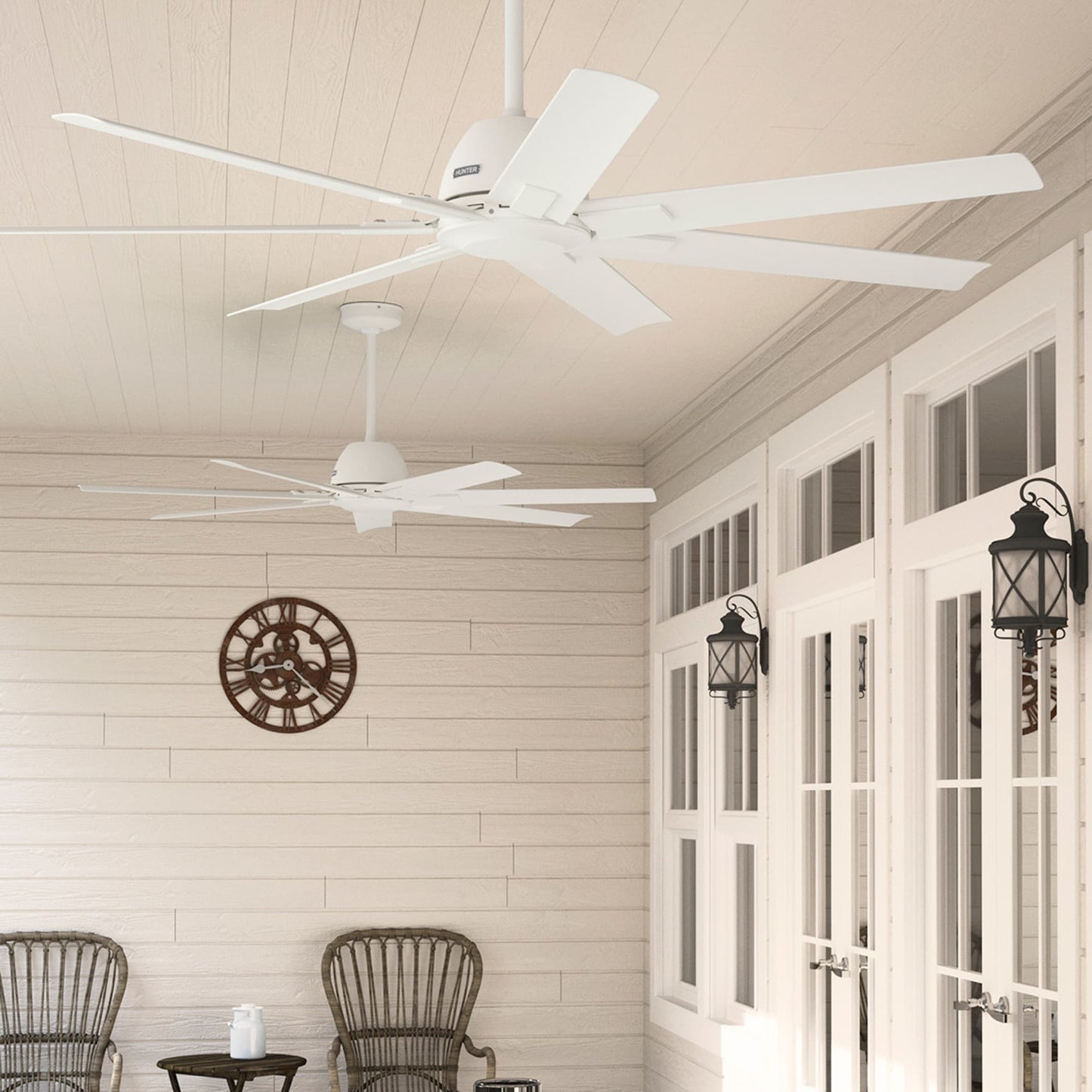 Hunter Downtown ENERGY STAR 60-in Outdoor Matte White with Matte White Blades Ceiling Fan ( 7 -Blade ) 6535506